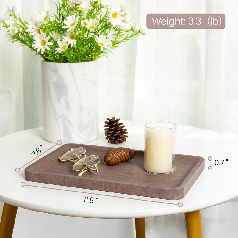 karibiber Marble Vanity Tray, 11.8in Sandstone Bathroom Kitchen Tray for Countertop, Decorative Dresser Organizer, Perfume Storage, Jewelry Holder, Brown Stone Gift for Man - Image 3